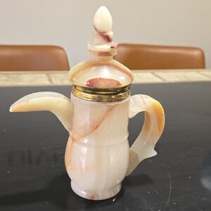Vintage Onyx/Marbled Stone Hand-Carved Teapot